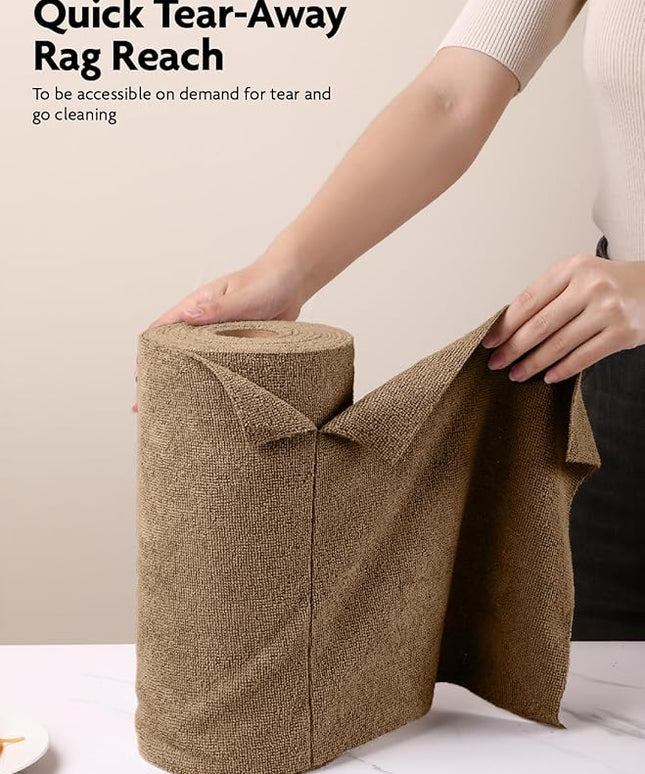 Fantasticlean Microfiber Cleaning Cloth Roll -40 Pack, Tear Away Microfiber Towels, 12" x 12", Reusable, Washable, Scratch Free, Ultra Absorbent for All-Around Cleaning Supplies (TAN)