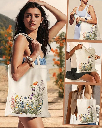 Canvas Tote Bag with Zipper Handles for Women Bridesmaid Birthday Wedding Mother Ladies Shopping Gift Bags