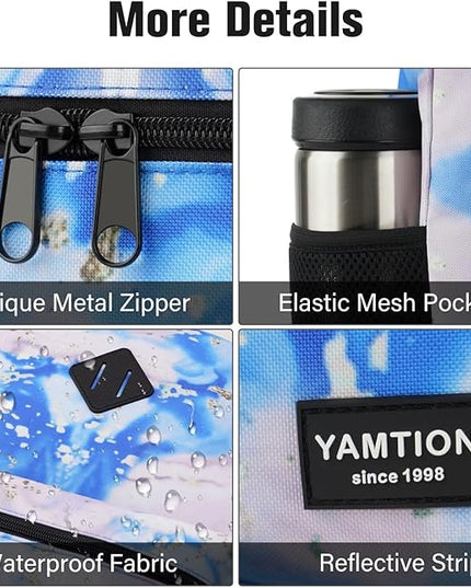 YAMTION School Backpack,Classic Cute Bookbag Men and Teen Boy Schoolbag with USB Charging Port for High School College Office Work Travel