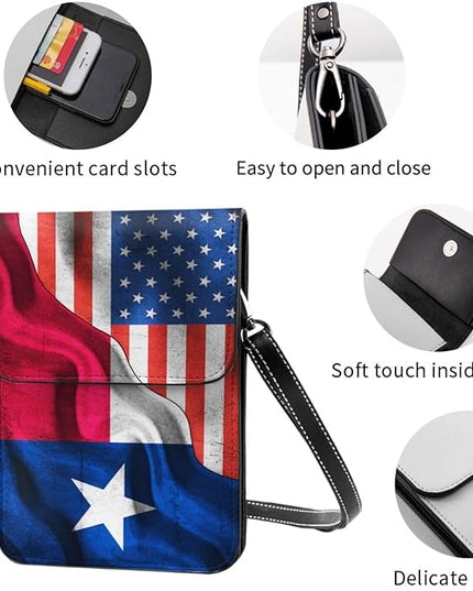 America Flag Texas Flag Small Crossbody Bag Is A Shoulder Bag Designed For Women And Girls Cell Phone Crossbody Wallet Purses With Card Slots Adjustable Strap