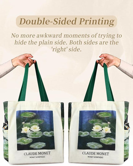 AUSVKAI Cute Canvas Tote Bag for Women, Reusable Designer Bags with Handles Pockets&Snaps for College Beach Everyday Grocery