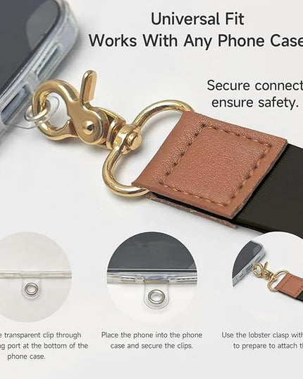 Cell Phone Lanyard with Wrist Strap, Pure Black Neck Lanyard for Phones, Wallet, Car Keys and ID Badge – Universal Set
