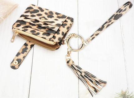 COOLANS Silicone Bracelet Wristlet Wallet Credit Card Holder RFID,ID Window,Key Ring Tassel,Slim Wallet Women Keychain Purse