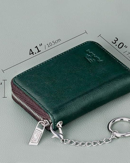 FurArt Zipper Wallet Women, RFID Blocking Credit Card Wallet, Business Card Holder, Compact Size KeyChain Wallet
