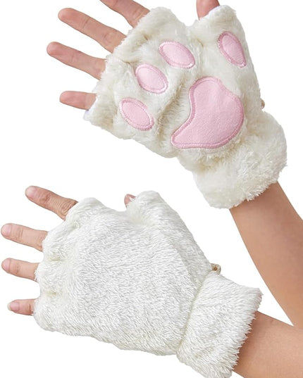 Cat Paws Gloves Fingerless Bear Furry Paw Cute Hand Gear Cosplay Costume Accessories