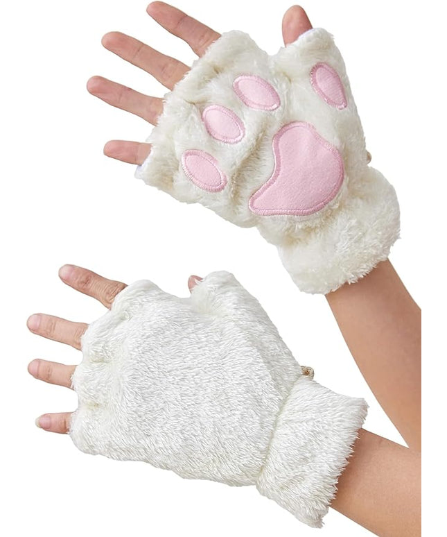 Cat Paws Gloves Fingerless Bear Furry Paw Cute Hand Gear Cosplay Costume Accessories