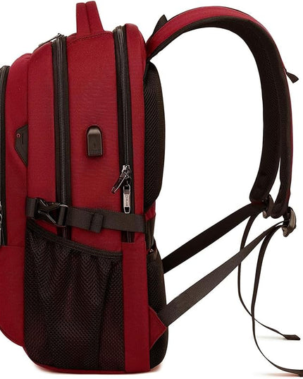DUSLANG 17 Inch Laptop Backpack for Travel Water Resistant College Backpack for Women Laptop Bag with USB Charging Port,Red A
