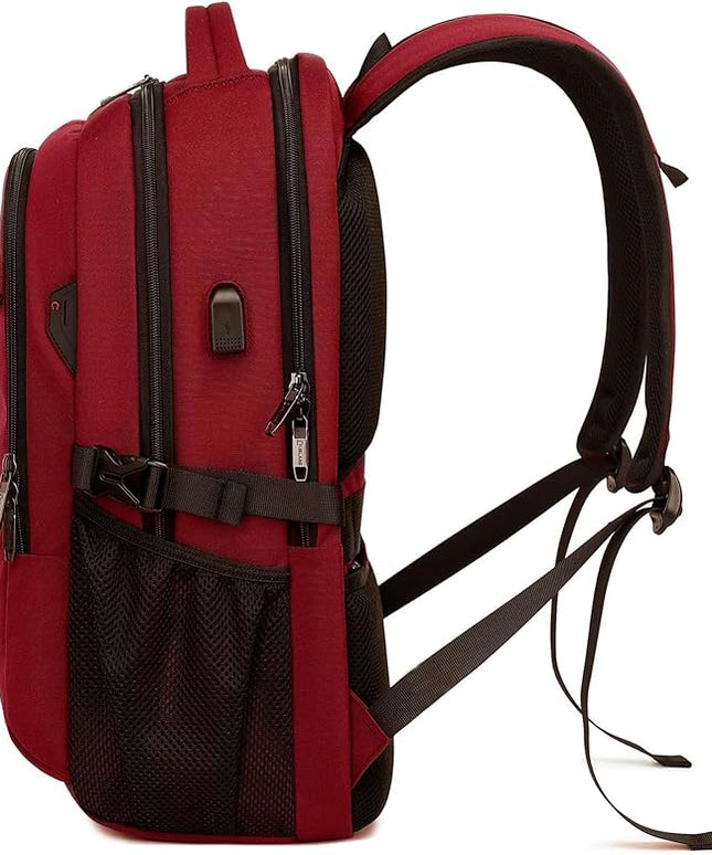 DUSLANG 17 Inch Laptop Backpack for Travel Water Resistant College Backpack for Women Laptop Bag with USB Charging Port,Red A