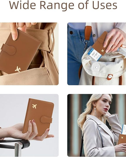 ZOPPEN Rfid Passport Holder for Travel, Passport Cover Wallet Case Travel Essentials Document Organizer, Card Holder Travel Wallet Womens Men, Brown