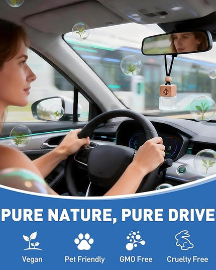 Car Air Freshener Hanging 2 Pack, Black Cedar and Juniper Essential Oil Air Diffuser, Long Lasting Car Scent Fragrance, Car Accessories for Women Men
