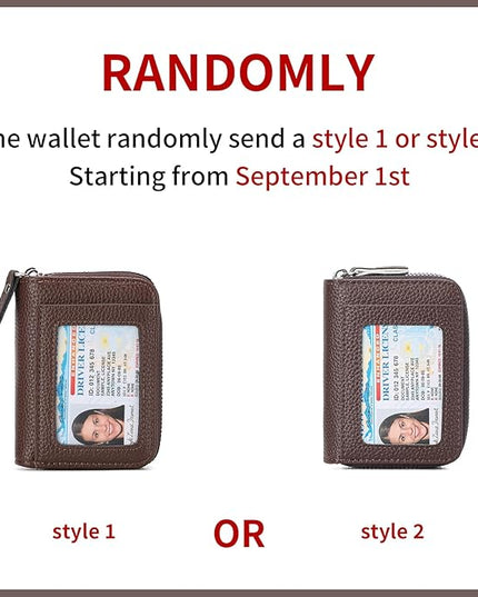 RNIEGA Credit Card Holder Wallet RFID Blocking Leather Small Wallet for Women Double Zipper Wallet with ID Window