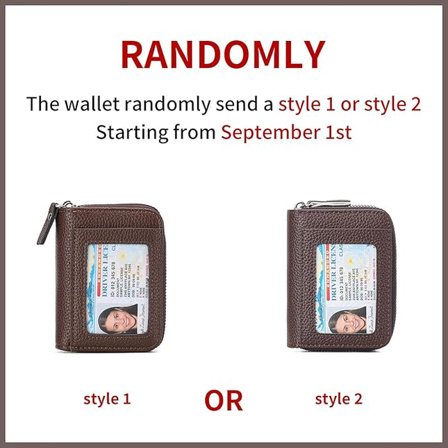 RNIEGA Credit Card Holder Wallet RFID Blocking Leather Small Wallet for Women Double Zipper Wallet with ID Window