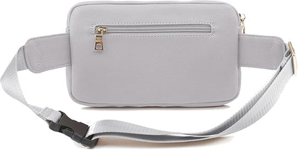 LOVESOME Vegan Leather Everywhere Fashion Waist Bag Fanny Pack Crossbody Bag Belt Bag Sling Bag with Adjustable Strap for Women (Light Grey), FC19515