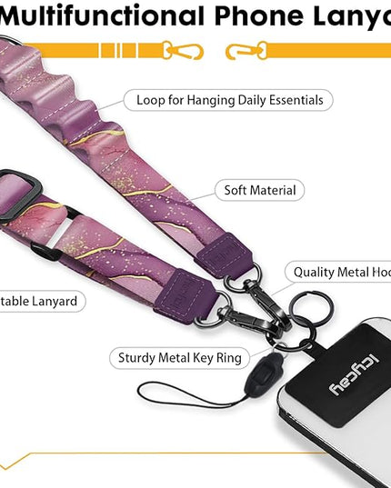 Phone Lanyard Crossbody, Marble Cell Phone Strap for Around The Neck Adjustable, Anti Theft Cute Lanyard for iPhone Case ID Holder Keys Accessories Travel Essential