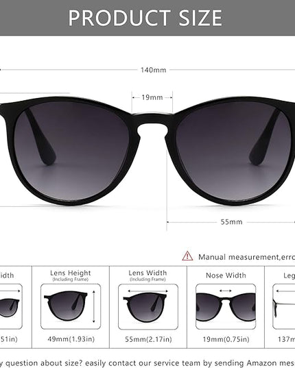 SUNGAIT Premium Vintage Round Sunglasses for Women Men Classic Retro Trendy Style