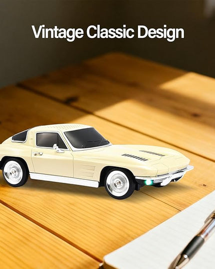 Retro American Style car Bluetooth Speaker, Portable Wireless Outdoor Speaker, TWS Stereo, Support USB/TF/AUX, Party Bluetooth Speaker with Microphone,Classic car Gifts for Men(Beige)