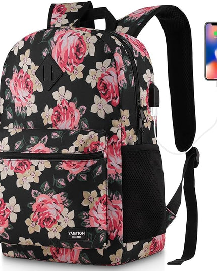 School Backpack,Classic Bookbag Women and Teen Girl Schoolbag with USB Port for High School College Office Work Travel