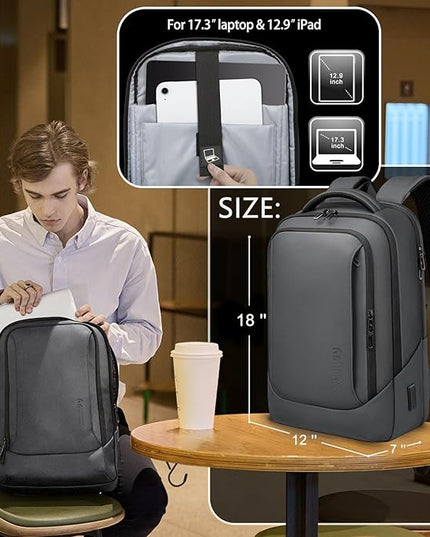 hk Laptop Backpack for Men with USB Charging Port for Business Work College Travel (Dark Grey, 17.3 inch)