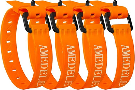 4 Pack Lashing Straps with Buckles,Adjustable Utility Tension Straps,Simple Tie-Downs Straps for Securing Bike Moto Luggage,Garden Hoses,Skis,Wires and Cables,Orange,14"