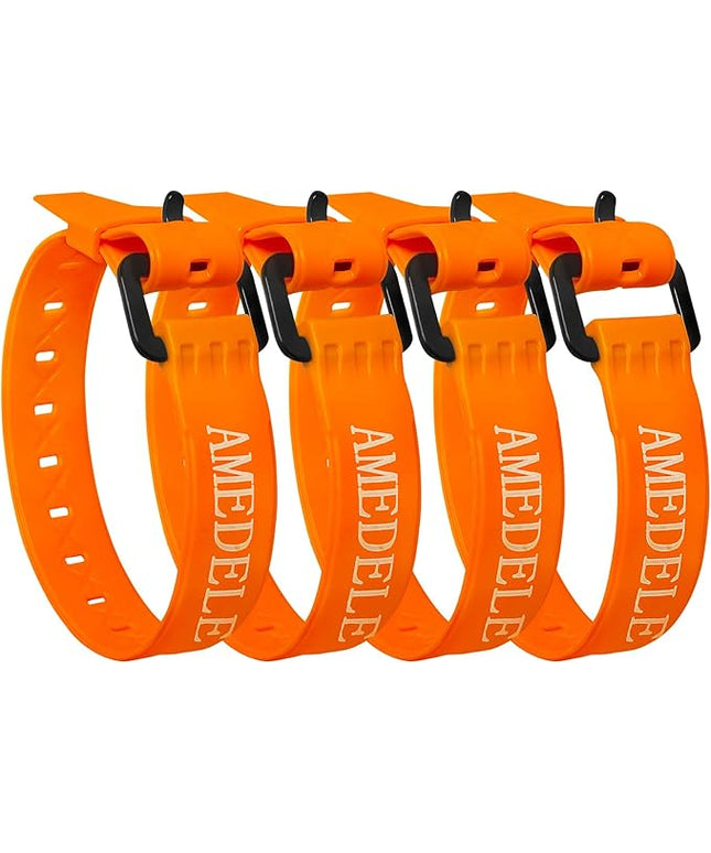 4 Pack Lashing Straps with Buckles,Adjustable Utility Tension Straps,Simple Tie-Downs Straps for Securing Bike Moto Luggage,Garden Hoses,Skis,Wires and Cables,Orange,14"