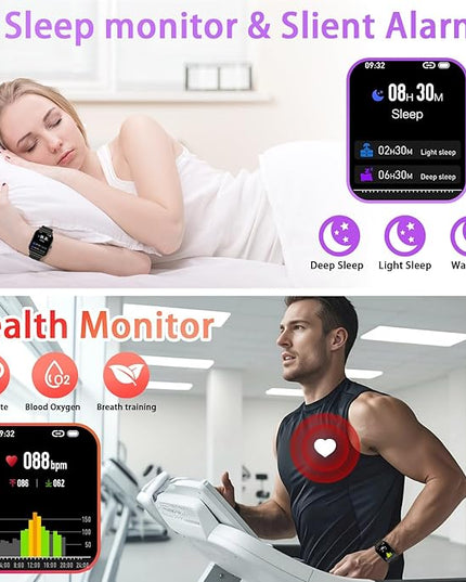 Smart Watch for Women Men Fitness: Waterproof Make Answer Call Digital Mens Watches Running Pedometer Smartwatch for Android Phone iPhone Samsung Compatible Heart Rate Monitor SpO2 Step Tracker