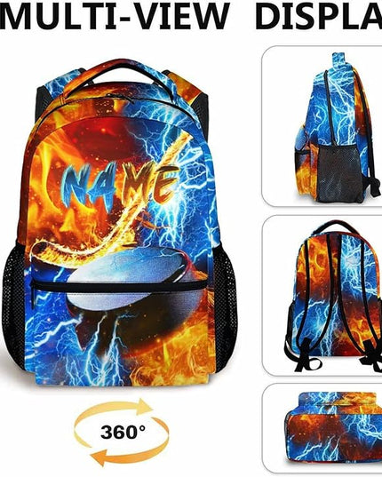 Custom Backpack for Kids Boys Hockey Bookbag for School Elementary Middle Primary, Lightweight Back to School Supplies