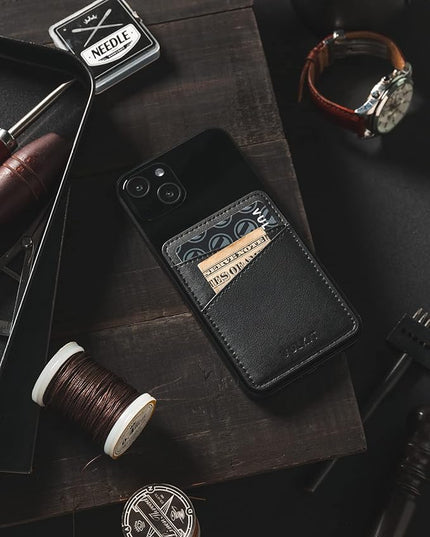 VULKIT Phone Card Holder Wallet Leather Adhesive Pocket RFID Blocking Credit Card Sleeves Stick Back of Phone Smartphones Black