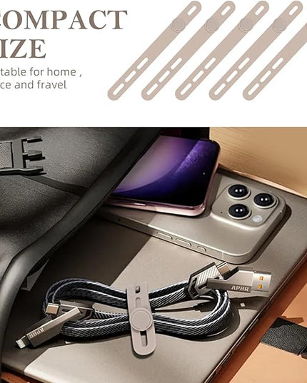 Donruby 30Pcs Silicone Cable Ties - Reusable & Washable with Adjustable Locking Buckles, High Elasticity Cable Management Straps for Home, Office, School, Travel Essential Cord Organizer (Khaki)
