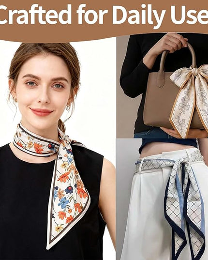 24PCS Fashion Scarves for Women Multifunctional Neck Scarves Purse Scarf Headbands for Bags Hair Accessories