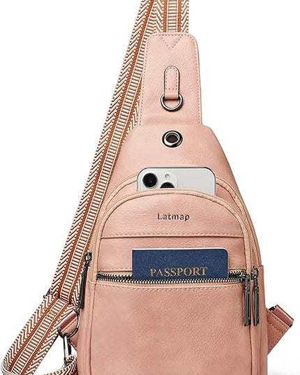 Sling Bag For Women Faux Leather Small Casual Daypack Backpack Fanny Pack Crossbody Chest Bags Purse