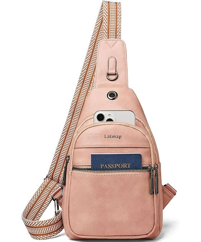 Sling Bag For Women Faux Leather Small Casual Daypack Backpack Fanny Pack Crossbody Chest Bags Purse