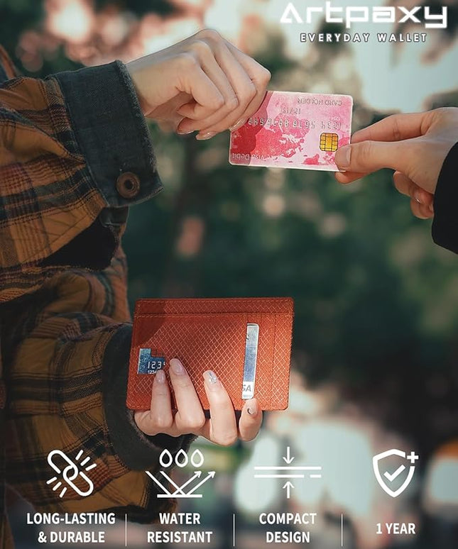 Artpaxy Slim Wallet for Men & Women, Minimalist Front Pocket Card Holder for Travel, RFID Blocking, Water Resistant Nylon Wallet for ID & Cash & Credit Card