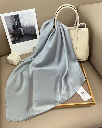 CHUNG Women's Square Satin Scarf 27.5" Bandanas Solid 50s Retro Neck Scarves Emulation Silk Handbag Hair Ribbons Necktie