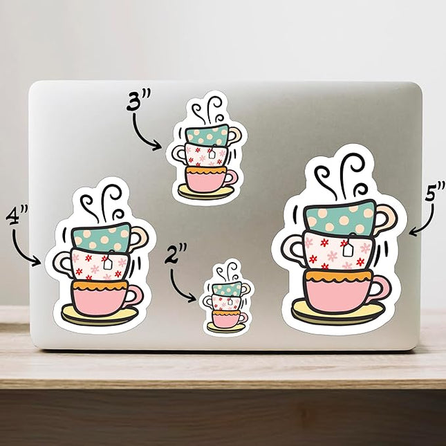 (1PC) Coffee Cups Stacked Sticker for Phone Tablet Laptop Car Truck Window | 5" Sticker