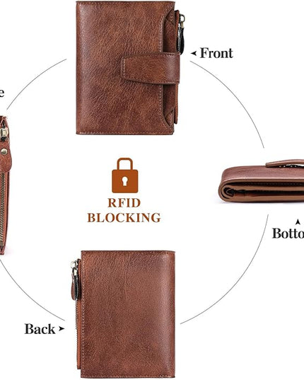 FALAN MULE Small Wallet for Women Leather Bifold Compact RFID Blocking Small Womens Wallet Purse