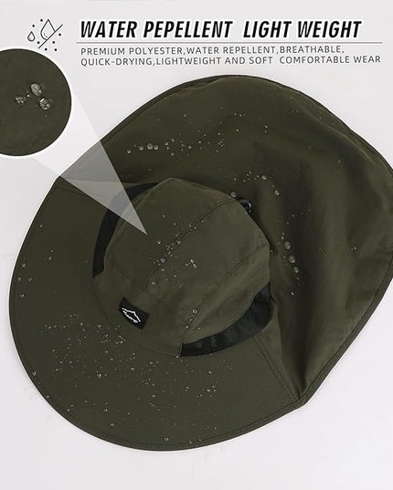 Rosoz Outdoor Sun Hat for Men Women, UPF50+ Protection Safari Cap Wide Brim Mesh Fishing Hat with Neck Flap Beach Garden