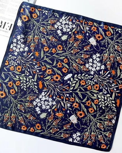 ANDANTINO 100% Real Mulberry Silk Scarf -21'' x 21''- Lightweight Neckerchief –Women Men Small Square Digital Printed Scarves