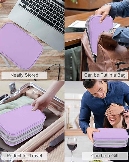 FYY Electronic Organizer, Large Travel Cable Organizer Bag Pouch Electronic Accessories Carry Case Portable Waterproof Double Layers All-in-One Storage Bag for Cable, Cord, Charger, Light Purple