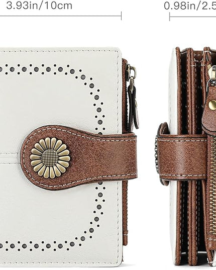 SENDEFN Small Womens Wallet Leather Bifold Card Holder RFID Blocking with Zipper Coin Pocket