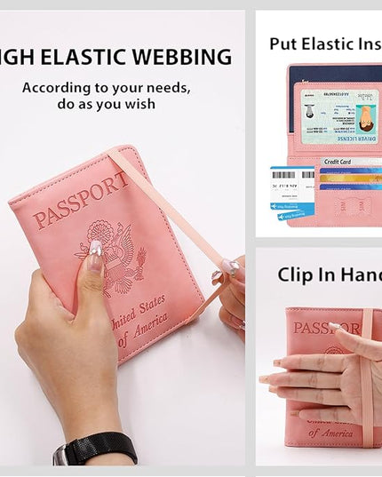 Melsbrinna Rfid Passport Holder for Travel women/Men, Cute Passport Wallet Rfid Blocking Card Slots, Rfid Passport Cover/CaseTravel Wallet, Passport Book Holder (1, Pink3)