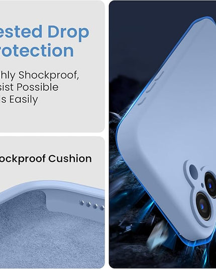 FireNova Designed for iPhone 16 Plus Case, Silicone Upgraded [Camera Protection] Case with [2 Screen Protectors], Soft Anti-Scratch Microfiber Lining Inside, 6.7 inch, Light Blue