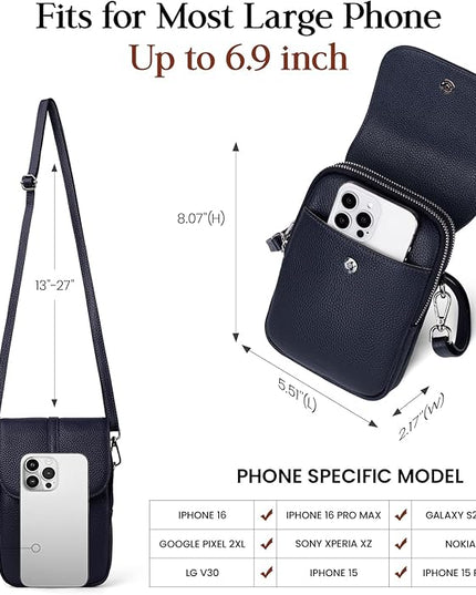 befen Genuine Leather Small Crossbody Bags for Women, Multi Pocket Cell Phone Crossbody Purse with RFID Blocking Card Slots