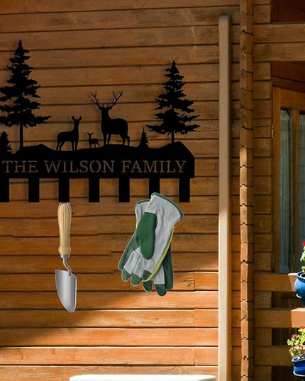 Personalized Metal Key Holder for Wall, Forest Design Rack, Metal Wall Mount Custom Name Hooks Decoration, Name Letter Wall Decoration Key Hooks, Key Hanger Decor, Key Organizer for House, Farmer Gift