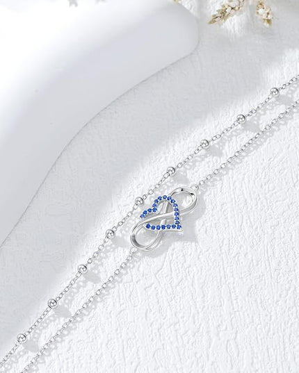 Dorunmo 925 Sterling Silver Infinity Heart Cross Circle Evil Eye Anklet Bracelets for Women Mother's Day Jewelry for Wife Girlfriend Mom Her