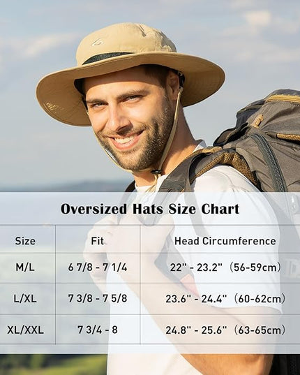 Oversized XL XXL Waterproof Sun Hat for Big Heads Mesh Bucket Hat Wide Brim Adjustable Packable Hiking Beach Fishing
