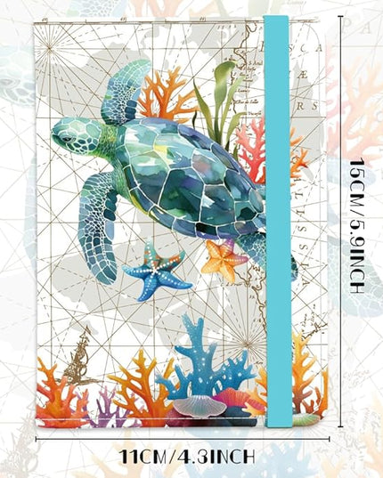 Sea Turtle Leather Passport Holder Cover Blue Ocean Travel Wallet Passport Case with Credit Card Slots for Women Men Travelling Essentials for Flying