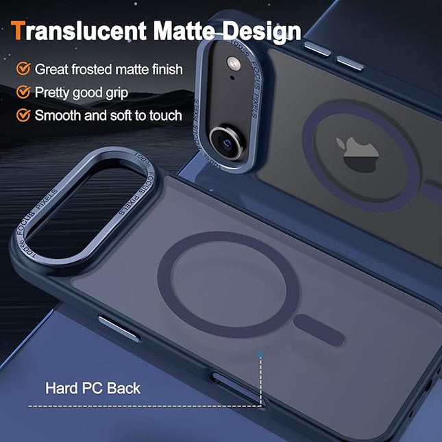 Hython Case for iPhone Air Case Magnetic Translucent Matte Phone Cases 6.5" [Compatible with MagSafe] Thin Slim Fit Shockproof Bumper Hard Protective Cover for Women Men Girls, Deep Blue