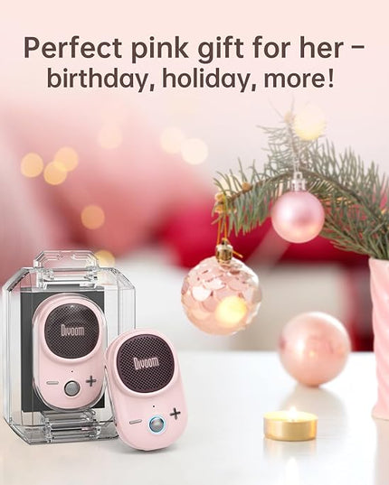 Divoom Itour-S Wearable Bluetooth Speaker, IP67 Waterproof Dustproof, Portable Small Clip-On Bluetooth Speaker, 10H Playtime, for Kitchen, Work, Travel, Biking, Golf, Pool (Pink)
