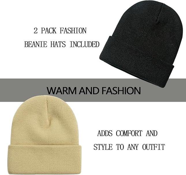 ZOORON 1&2 Pack Beanie for Men Women Slouchy Beanie Hats Winter Knit Caps Soft Ski Hat Unisex