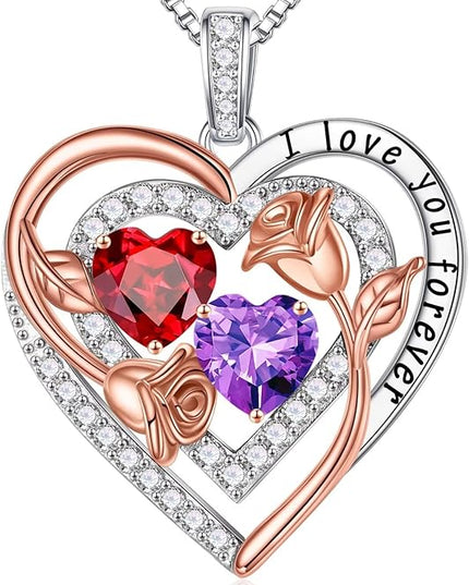 Iefil Christmas Gifts for Women - Sterling Silver Birthstone Necklace Anniversary Birthday Gifts for Her Wife Mom Daughter